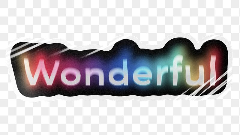 Wonderful png word sticker, neon | Free PNG - rawpixel