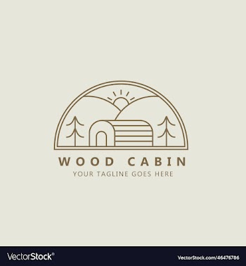 wood cabin minimalist logo design