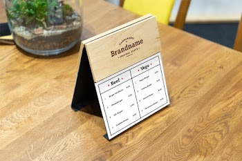 Wood Menu PSD Mockup hamburgers brandname x orginal taste * desoe 201s eef vege 1. burger hot bacon 9.9$ 1. vegan burger 9.9$ 9.9$ 9.9$ 2. yummy burger 2. cheaseburger 9.9$ 9.9$ 3. special buger 3. 2xl burger 9.9$ 4. mushroom burger 9.9$ 4. dubbble burger 