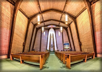 Wood Pews in Church Fisheye Photo