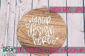 Wood Round on White Wood Mockup