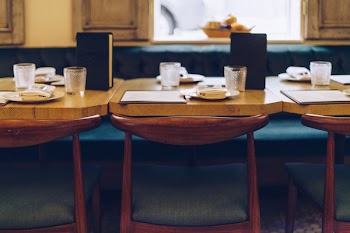 Wood Set Table At Restaurant