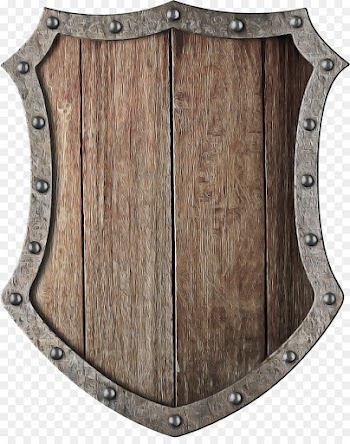wood shield iron metal table