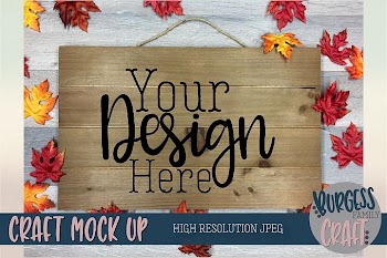 Wood sign craft mock up Fall themed |High Resolution JPEG