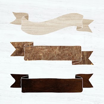 Wood textured ribbon banner design element set | Free  illustration - 2337645