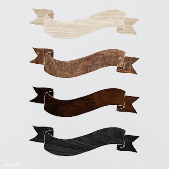 Wood textured ribbon banner design element set | Free  illustration - 2337830