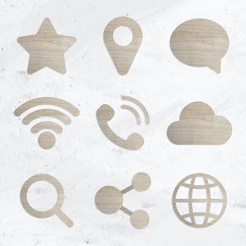 Wood textured technology icon set | Free  illustration - 2343034
