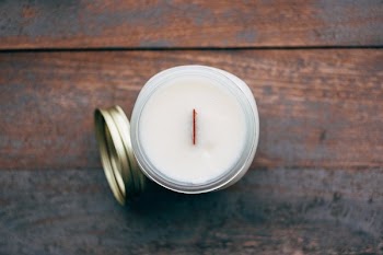 Wood Wick Candle From Above