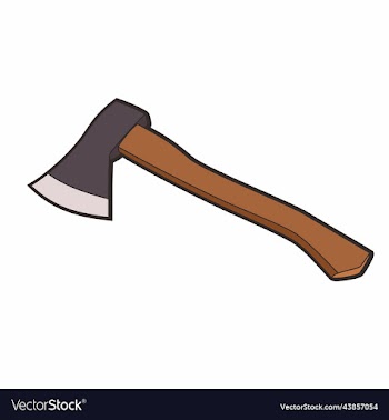 wooden axe on white background