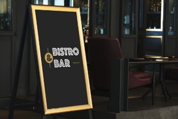 Wooden bar tripod sign Free Psd