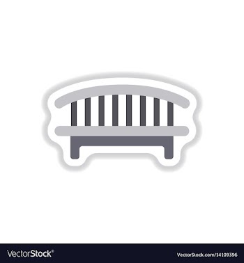 Wooden bench in paper sticker style park vector image