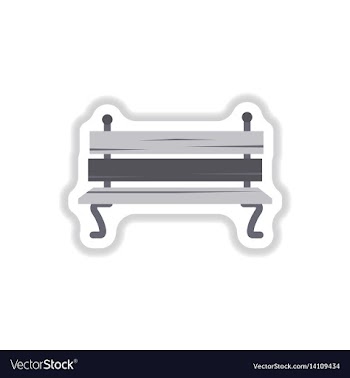 Wooden bench in paper sticker style park vector image