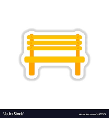 Wooden bench in paper sticker style park vector image
