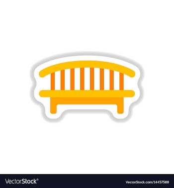 Wooden bench in paper sticker style park vector image