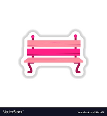 Wooden bench in paper sticker style park vector image