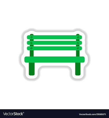 Wooden bench in paper sticker style park vector image