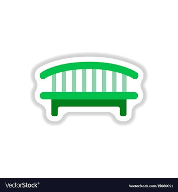 Wooden bench in paper sticker style park vector image
