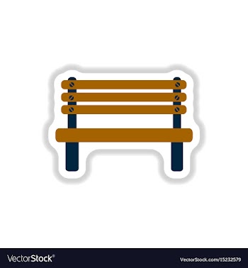 Wooden bench in paper sticker style park vector image