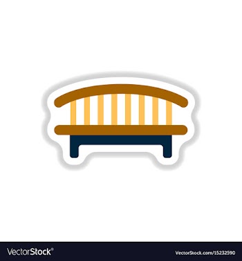 Wooden bench in paper sticker style park vector image