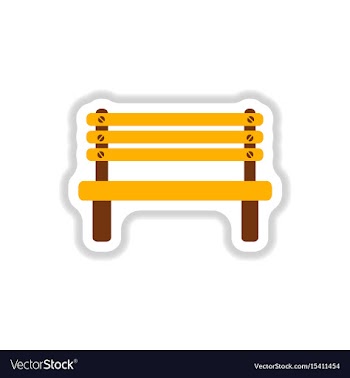 Wooden bench in paper sticker style park vector image