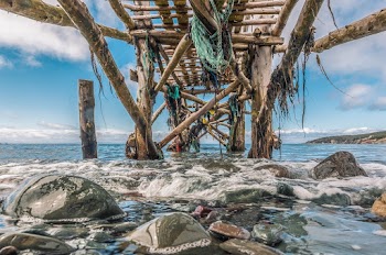 Wooden Bridge Viewing Blue Sea