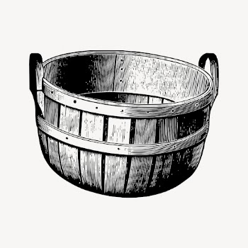 Wooden bucket clipart, vintage object | Free Vector - rawpixel