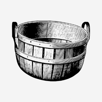 Wooden bucket drawing, vintage object | Free Photo - rawpixel