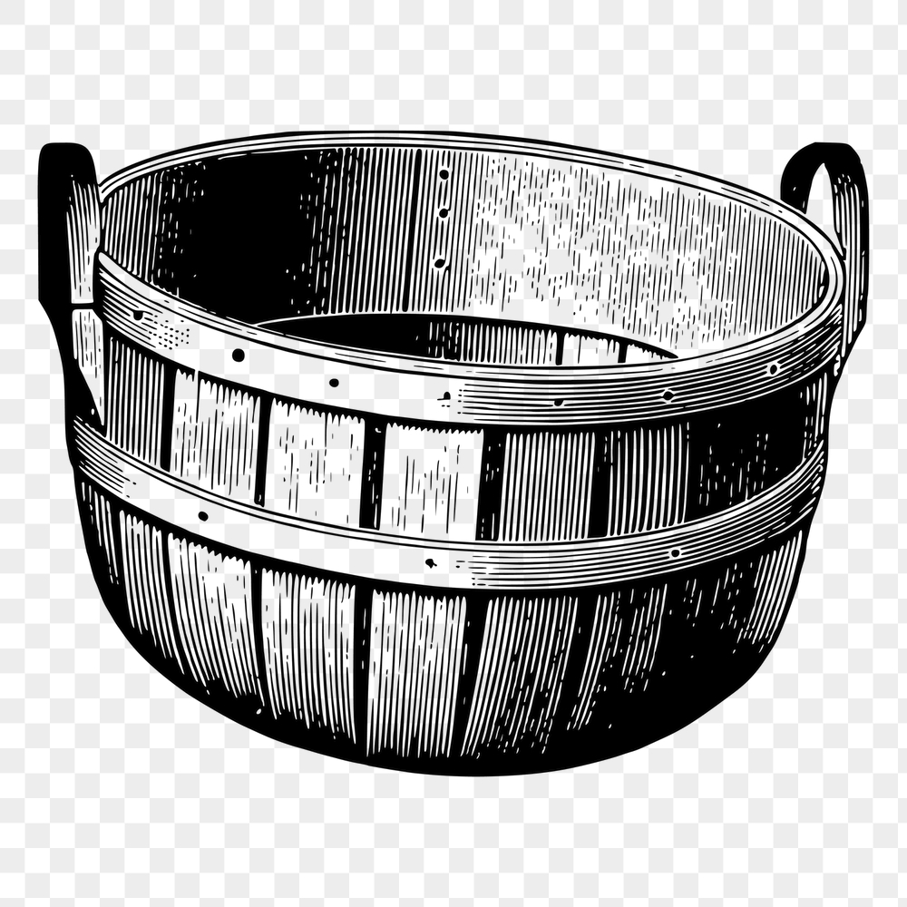 Wooden bucket png sticker, vintage | Free PNG - rawpixel