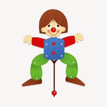Wooden clown collage element, kid's | Free PSD - rawpixel