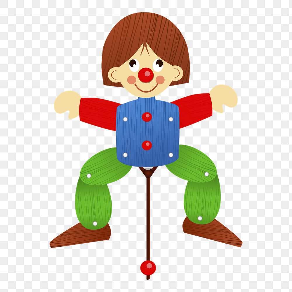 Wooden clown png sticker, kid's | Free PNG - rawpixel