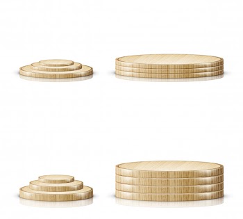 Wooden cutting board tray, realistic podium stage Free Vector