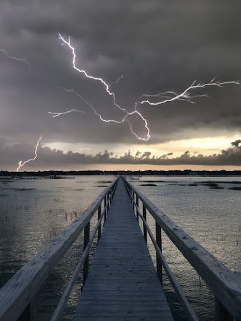 Wooden Dock On Body Of Water