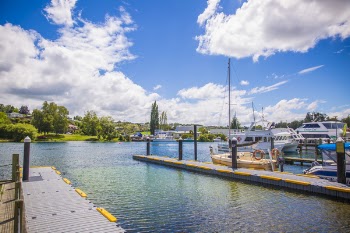 Wooden Dock Under Blue and White Sunny Cloudy Sky