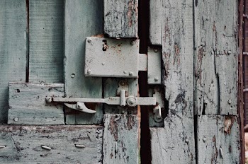 wooden door with doorlock