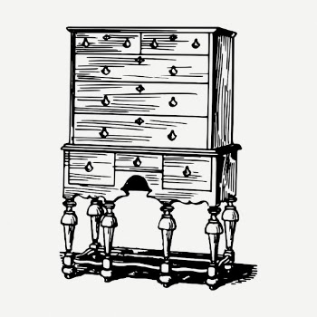 Wooden drawers drawing, vintage furniture | Free PSD - rawpixel