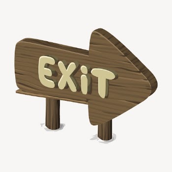 Wooden exit sign collage element | Free PSD - rawpixel
