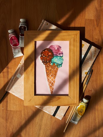 Wooden Frame With Photo Of Ice Cream 