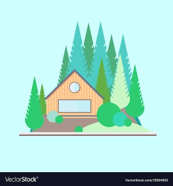 Wooden house in the woods vector image