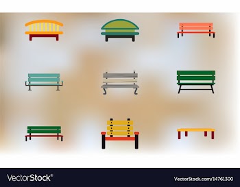 Wooden park benches set vector image