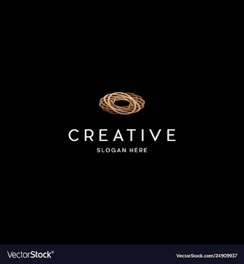 Wooden plate rounded creative logo design vector image