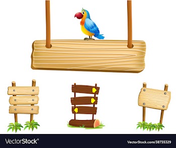 wooden sign boards cartoon style eps 10