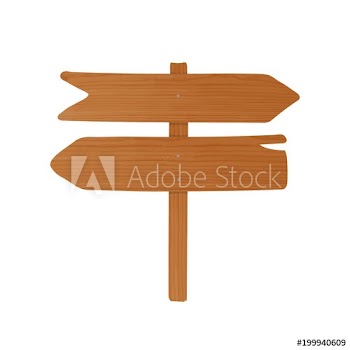 Wooden signboard or guideboard made of pointed planks and pole nailed together