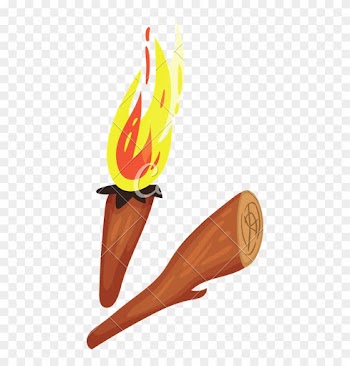 Wooden Torch With Burning Fire - Burning Piece Of Wood