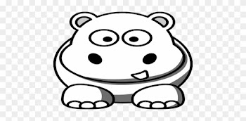 Word Clip Art Clipart Coloring Book Colouring - Cartoon Hippo