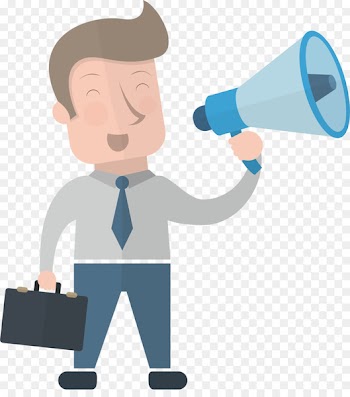 Word-of-mouth marketing Word of mouth Social media Influencer marketing - A businessman with a loudspeaker 