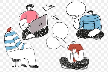 Work discussion png cartoon business icons set