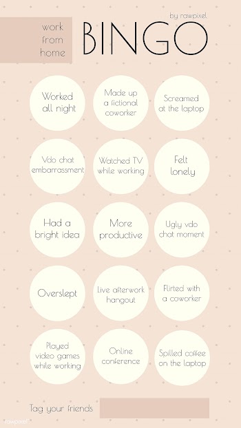 Work from home social media story bingo challenge | Free  vector - 2315172