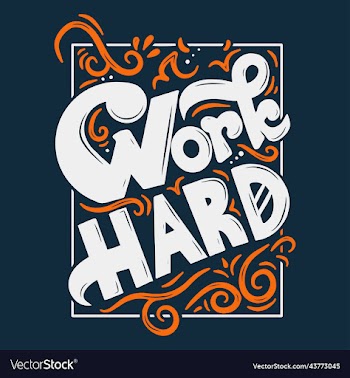 work hard lettering design