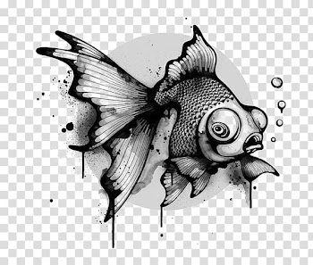Work of art Drawing Illustrator Illustration, Ink fish transparent background PNG clipart