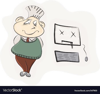 Worker and his broken computer vector image